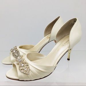 Ivanka Trump Ivory Satin Bridal Heels